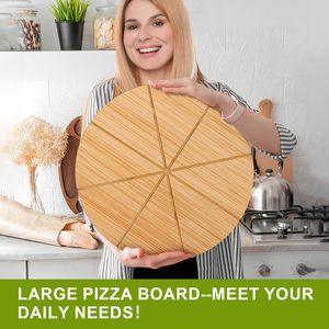 Tagliere e Vassoio <span class=keywords><strong>per</strong></span> <span class=keywords><strong>Pizza</strong></span> in Bambù a Doppia Faccia, 12 Pollici, Confezione da 2, con Istruzioni <span class=keywords><strong>per</strong></span> <span class=keywords><strong>la</strong></span> Pulizia a Mano - Product Image 4