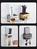 Support mural pour brosses à dents en acier inoxydable SUS304, organisateur de salle de bain, étagère sans perçage avec crochets pour la maison et l'hôtel