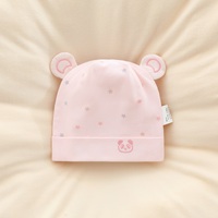 Juego de 4 gorros de punto para bebé recién nacido |   Algodón Suave de Primera Calidad, Agradable al Tacto, Doble Capa, Estampado de Estrellas con Parche de Panda, 0-6 Meses |   Unisex Verano