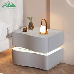 Wayon Moderner, minimalistischer, intelligenter Nachttisch mit LED-Beleuchtung, eleganter Nachttisch mit 2 Schubladen und Ladeanschluss für das Schlafzimmer - Product Image 6