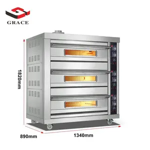 GRACE komersial berdiri bebas Panel Digital 3 lapisan 3 dek 6 nampan Oven dek Gas