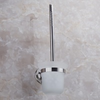 Brosse de toilette murale économique, moderne et durable en acier inoxydable avec support en verre pour accessoires de salle de bain