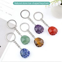 Cadeau de Noël, améthyste naturelle non façonnée, porte-clés en forme de patte de chat mignon, porte-clés en cristal