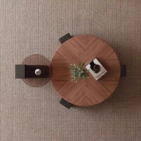 Mesa de Centro Moderna Minimalista de Madera Sólida con Estructura Metálica, Diseño Italiano de Alta Gama, Mueble de Lujo para Sala de Estar