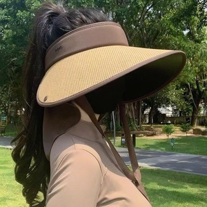 Casquette à visière kaki avec protection du cou, bord extra large, pare-soleil respirant pour femmes, utilisation en extérieur en été - Product Image 1