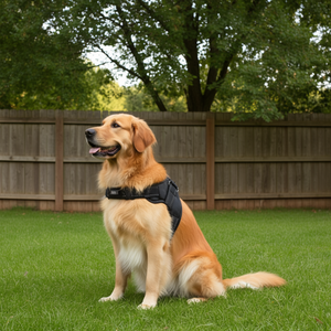 Reinforced Nylon <b>Dog</b> <b>Harness</b> for Large Breeds, Size M, Solid <b>Black</b> with Buckle Closure, Durable Chest Strap Design for Secure Fi - Product Image 2
