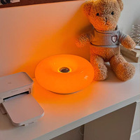 Lampe de table moderne Bauhaus Donut, tactile, 3 couleurs, variateur d'intensité, lumière de chevet chaude, design rétro en verre orange, décoration de chambre à coucher