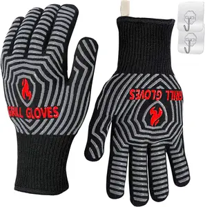 200g Heavy Duty Dotted Heat Resistant BBQ Grill Accessories Best Sellers Approved Silicone Oven Silk Printing BBQ Gloves
