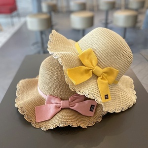 Chapeau <span class=keywords><strong>de</strong></span> soleil unisexe en coton pour bébés et enfants, style européen-américain, respirant, avec nœud, en tissu papyrus, bord <span class=keywords><strong>de</strong></span> pêcheur - Product Image 3