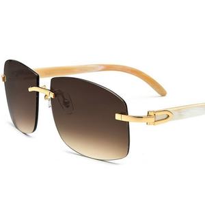 Lunettes de soleil vintage sans monture personnalisées avec logo, lunettes de soleil de luxe de haute qualité pour hommes, lunettes de soleil rétro rectangulaires carrées - Product Image 1