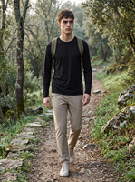 T-shirt à manches longues pour homme en fibre de bambou 100% avec logo personnalisé, 230 GSM, respirant, doux, écologique, décontracté, OEM, faible MOQ, marque privée
