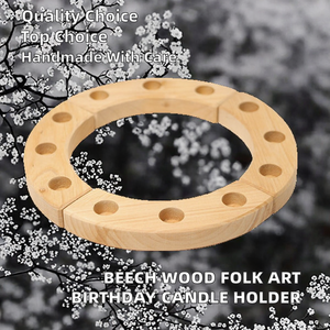 Portavelas de Madera de Haya con Grabado Artístico Folclórico, Reutilizable, Adorno Tallado para Decoración del Hogar en Celebraciones Festivas - Product Image 2