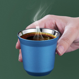 Mini tasse à café en acier inoxydable 304 à double paroi, petite capacité, pour cafés, bars, salons - Product Image 2