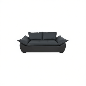 Divano Moderno a Tre Posti in Pelle PU Grigio Scuro con Cuscini e Imbottitura in Schiuma per Soggiorno - Product Image 1