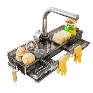 Blue Vine Kitchen Faucet Holder Wall Mounted Drain Rack With Sponge Steel Wool Storage No Drilling Required - Product Image 5