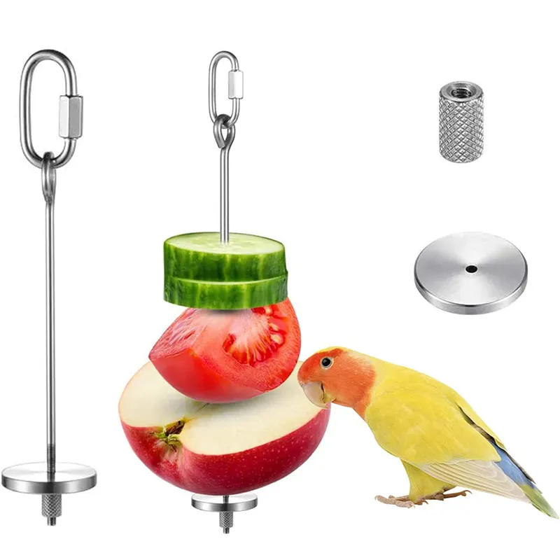 Papegaai Roestvrijstalen Fruit Vork Voedende Vogels Hangen Kooi Maïs Appel Vogel Vork Accessoires