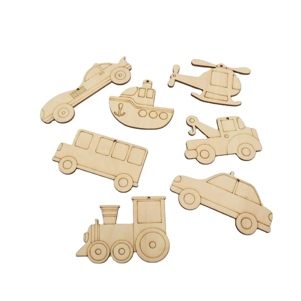 高品質の製品木製玩具環境にやさしい新しい2023 DIY車両をテーマにした子供用カラーリングセット