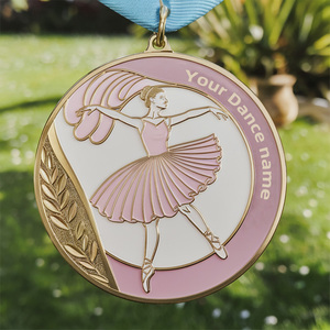 Médaille de danse personnalisée en alliage de zinc, design ballet latin, avec ruban, finition 3D, or antique, argent, bronze, vente en gros - Product Image 2