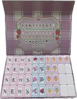 Set Mahjong Mewah Seri Bunga Mawar Gaya Marmer Mint Ubin Akrilik Portabel Ramah Lingkungan untuk 4 Pemain