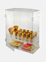 Support de cône de gaufre transparent avec support de sac d'emballage Distributeur de cône de crème glacée en acrylique Cabinet de vitrine de cône de crème glacée