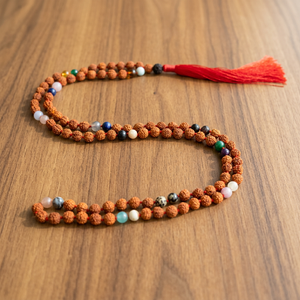 Collar Mala de 108 Cuentas de Rudraksha para Hombre, con 9 Piedras Preciosas, Anudado a Mano, Cuentas de Oración, Joyería de Yoga, OEM, Dropshipping, Venta al por Mayor - Product Image 1