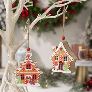 Navidad ciervo <span class=keywords><strong>cabaña</strong></span> colgante de madera pan de jengibre árbol de Navidad decoración con lámpara colgante - Product Image 2