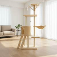 Arbre à chat multi-niveaux en peluche avec hamac, grotte et poteaux à gratter pour chats d'intérieur