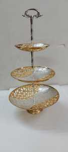 Three <b>Tier</b> Brass <b>Cake</b> Stand Decorative Dessert Serving Rack Wedding Party Baking Display Holder - Product Image 2