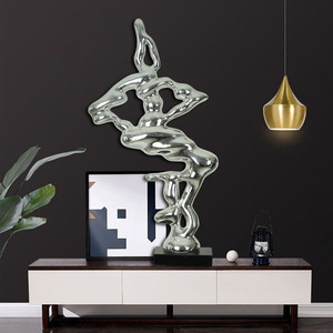 Escultura plateada electrochapada de forma irregular, decoración artística para vestíbulo de hotel y sala de exposiciones, venta al por mayor - Product Image 1