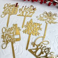 MOYI Vente en gros 2027 Joyeux Nouvel An Décoration de gâteau en acrylique pour le réveillon du Nouvel An, découpe laser personnalisée, logo sur mesure
