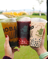 Gobelets en plastique PET jetables personnalisés avec logo, 12 oz, 14 oz, 16 oz, 18 oz, 20 oz, 24 oz, transparents, pour matcha latte, café glacé à emporter, avec couvercles