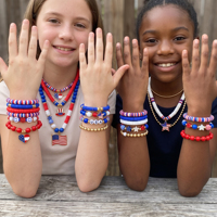 Coffret de perles en argile polymère pour la Fête de l'Indépendance, perles rondes intercalaires rouges, bleues et blanches, breloques patriotiques en forme d'étoile pour la fabrication de bracelets DIY