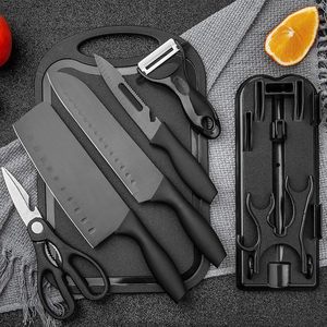 Ensemble de 6 couteaux de cuisine noirs avec planche à découper, ciseaux et éplucheur pour la cuisine - Product Image 4