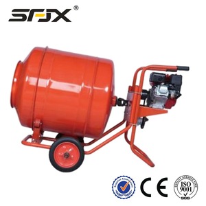 เครื่องผสมคอนกรีตแบบเคลื่อนย้ายได้ SRJX สีแดง ขนาด 500 ลิตร เครื่องยนต์เบนซิน พร้อมล้อ  ระบบปล่อยคอนกรีตแบบแมนนวล - Product Image 1