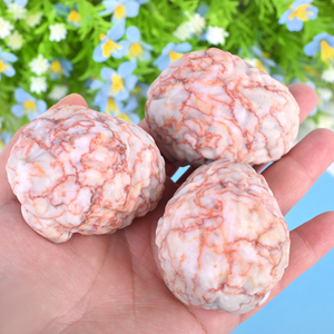 Escultura de Cristal Artesanal al por Mayor, Cristal Curativo, <span class=keywords><strong>Jaspe</strong></span> Rojo Encaje, Tallado de Cerebro Humano para Decoración de Escritorio - Product Image 1