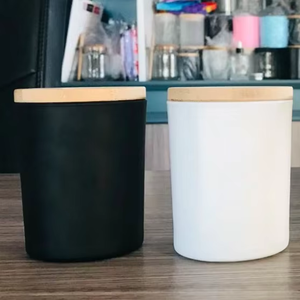 Pot à bougie en verre de 145 ml/215 ml/315 ml, couvercle en bambou et en bois, couvercle en métal, logo gravé, logo sérigraphié - Product Image 1