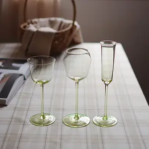 Gelas kristal seri hijau zamrud piala gelas anggur merah seruling sampanye