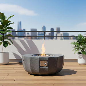 40000BTU Petal-Shaped Propane Gas <b>Fire</b> Bowl Eco-Friendly Concrete Square Indoor/Outdoor <b>Fire</b> <b>Pit</b> <b>Table</b> Patio Garden Parties - Product Image 1