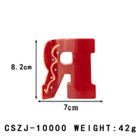CANYUAN-Pince à cheveux rouge avec double couche, 7cm, lettre R, incrusté de strass, acétate, vente en gros