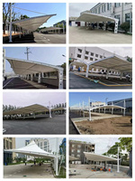 Cochera Exterior Comercial con Estructura de Membrana para Uso en Hoteles y Escuelas, Cochereta en Forma de L, Cobertizo para Bicicletas, Ecológico