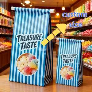 Sac en papier rayé avec fenêtre pour bonbons - Emballage alimentaire personnalisé, idéal pour le pop-corn/les gelées/les snacks, emballage de détail pour sacs cadeaux - Product Image 4