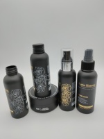 Pot de cire de bouteille en plastique cosmétique noir mat givré haut de gamme et ensemble de pompe de pulvérisation de cheveux 30% 50% 100% PCR pour emballage de shampooing