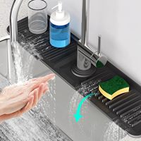 Tapis multifonction en silicone pour robinet d'évier, séchoir à vaisselle, protection anti-éclaboussures pour cuisine et articles ménagers