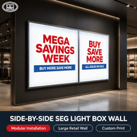 Boîte à lumière LED en tissu tendu SEG personnalisée, impression sur mesure, en aluminium, rectangulaire, à fixation murale pour bureau, hall d'entreprise, exposition, salle d'exposition, publicité