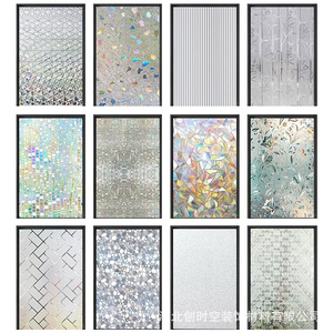 Csk Iridescent Laser Glass Film Rectangular Removable Window Sticker For Kitchen Privacy Protection - Product Image 5