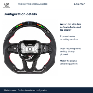 Volante de Fibra de Carbono para Dodge CHALLENGER, Configuración Seleccionada con Centro Abierto DCHLEDCF - Product Image 2