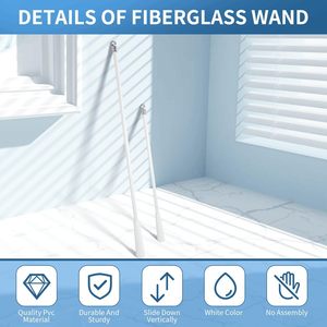 2'li Paket Karartma Perdesi Fiberglas Çubuk, Kancalı Tutucu ve Eğme Açıcı, Pencereler, Perdeler ve Kapılar için (43 cm) - Product Image 3
