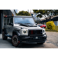 G Class W463A W464 B700 B800 Upgrade to B900 Rocket Style Dry Carbon Fiber Front Bumper Grille with Frame Red Trim Strip