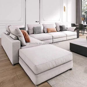 أثاث غرفة معيشة فاخر بتصميم إيطالي مقطعي 1 + 2 + 3 أريكة سوداء رمادية الشكل L - Product Image 2