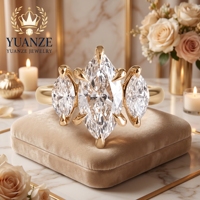 Approvisionnement direct d'usine d'une bague en moissanite de 2 carats, argent 925 plaqué or 18 carats, luxe pour les cadeaux de fiançailles et de mariage